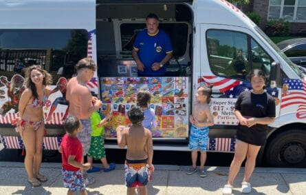 Ice cream truck serving guests at a Summer celebration in Newburyport MA for Ice Cream Truck Newburyport