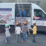 Ice cream truck serving students at a school event in Burlington and for Events Rental Melrose Birthday