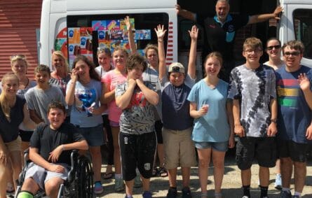 Ice cream truck serving guests at an East Boston event and Ice Cream Truck Rental Newton MA