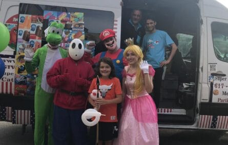 Ice cream truck serving birthday party guests in Dorchester MA