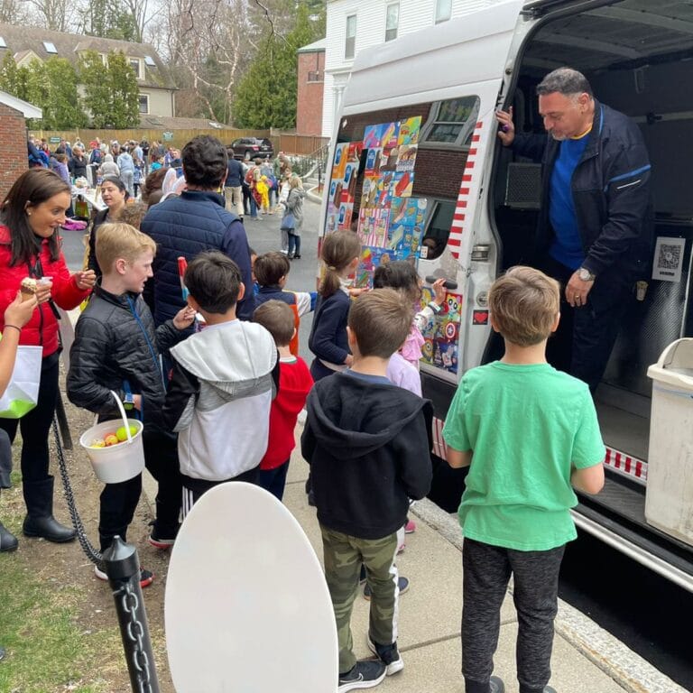 Ice cream truck serving guests at a wedding reception in Greater Boston