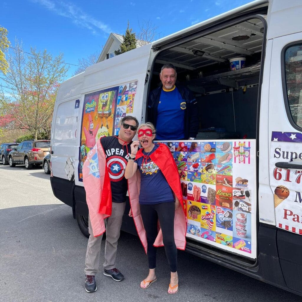 Ice cream truck serving guests at a Newton MA event