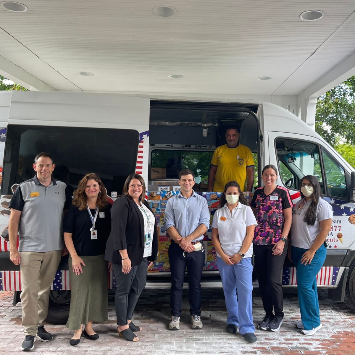 Ice cream truck serving guests at a catering event in Quincy