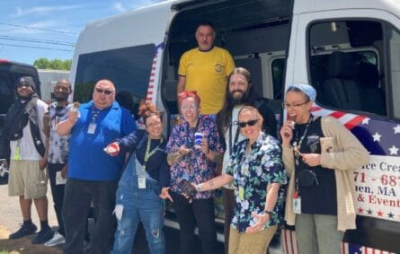 Ice cream truck serving guests at a catering event in Quincy