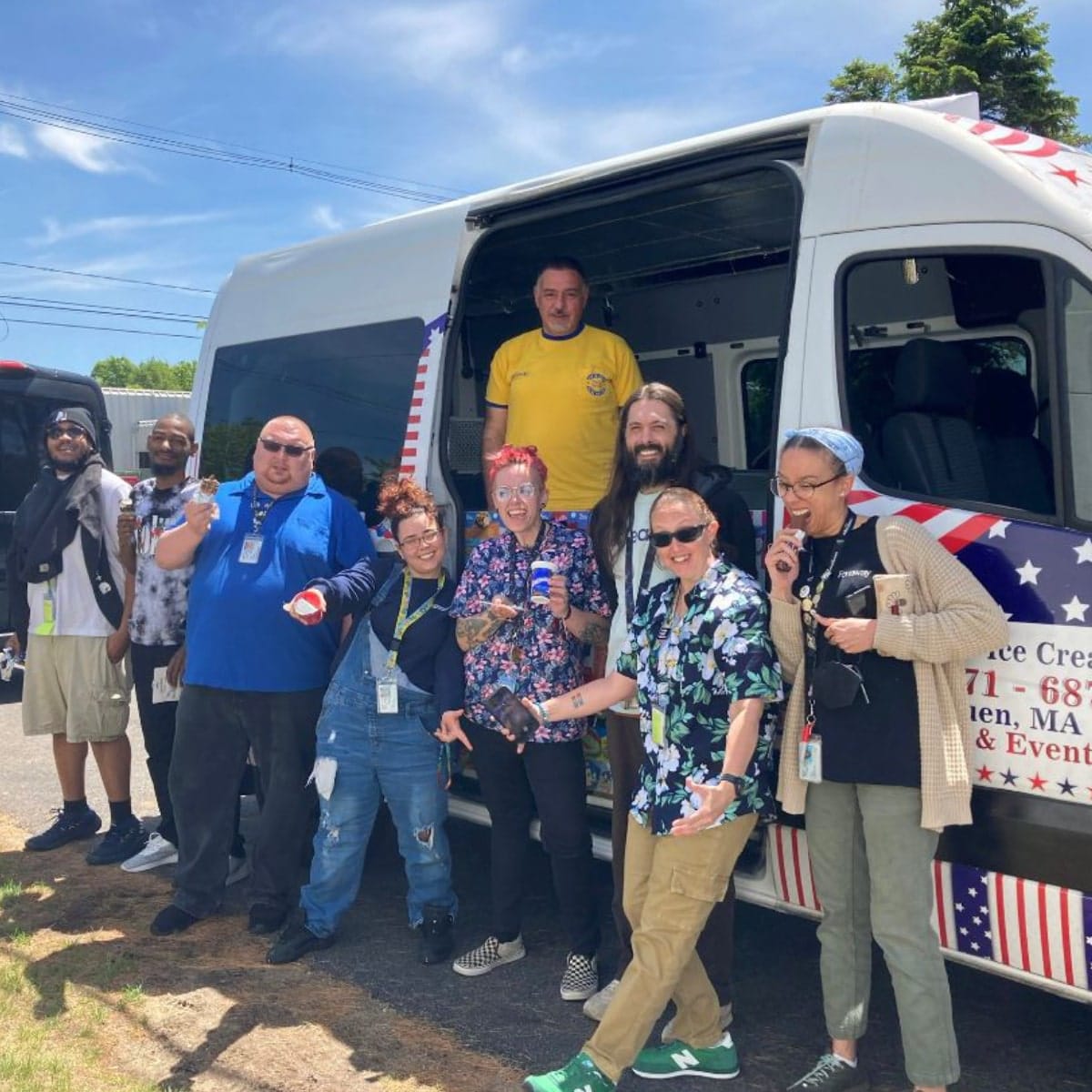 Ice cream truck serving guests at a catering event in Quincy