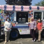 Ice cream truck at a graduation event in Reading MA serving graduates