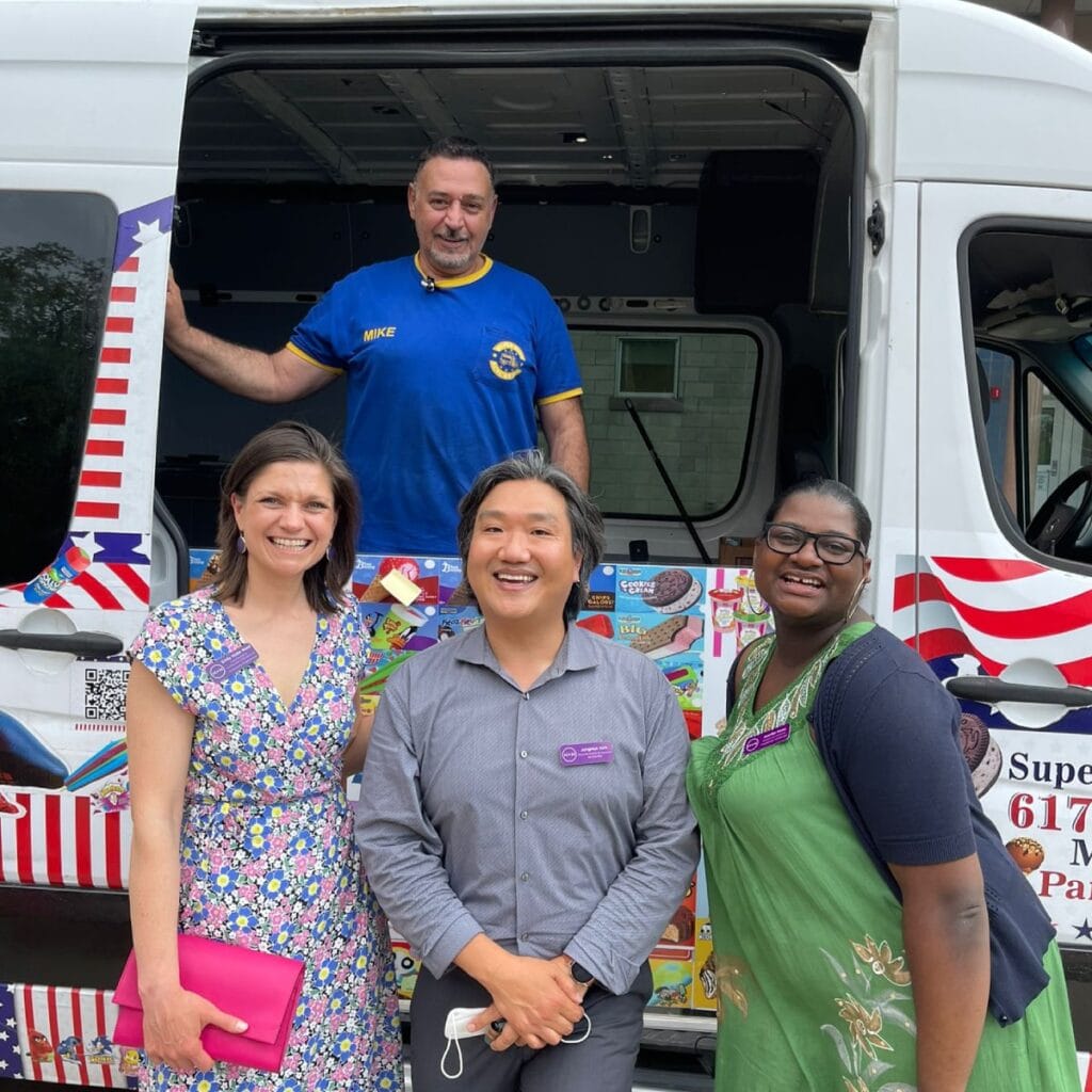 Ice cream truck serving guests at a Sharon MA event