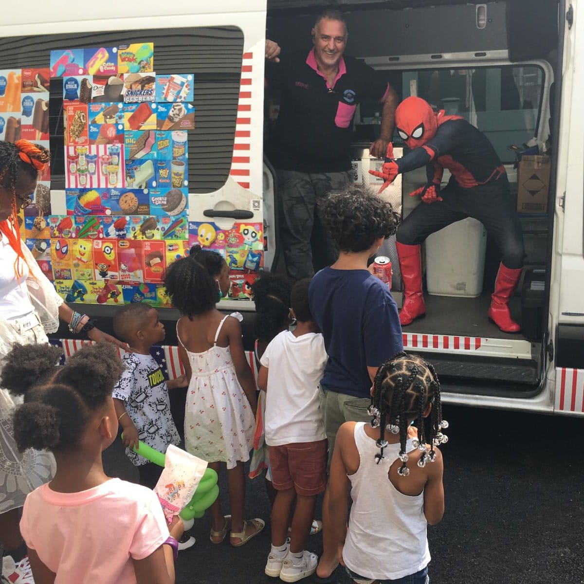 Ice cream truck serving at a birthday party in Melrose MA for Ice Cream Truck Melrose