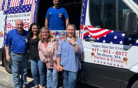 Ice cream truck rental in Bridgewater MA at outdoor community celebration