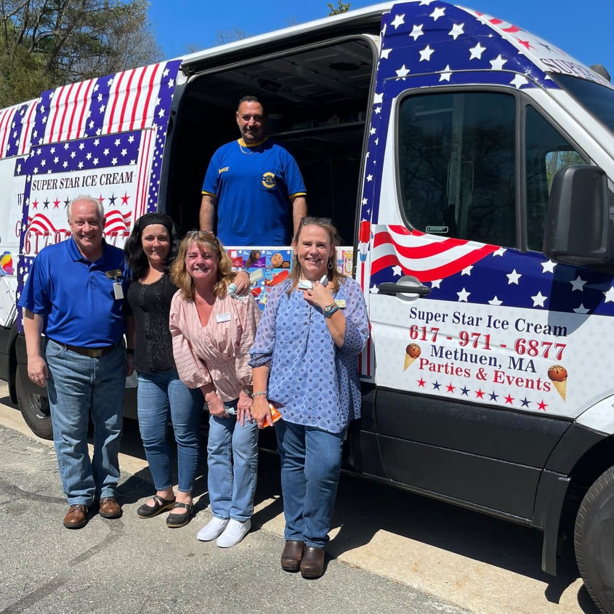Ice cream truck rental in Bridgewater MA at outdoor community celebration