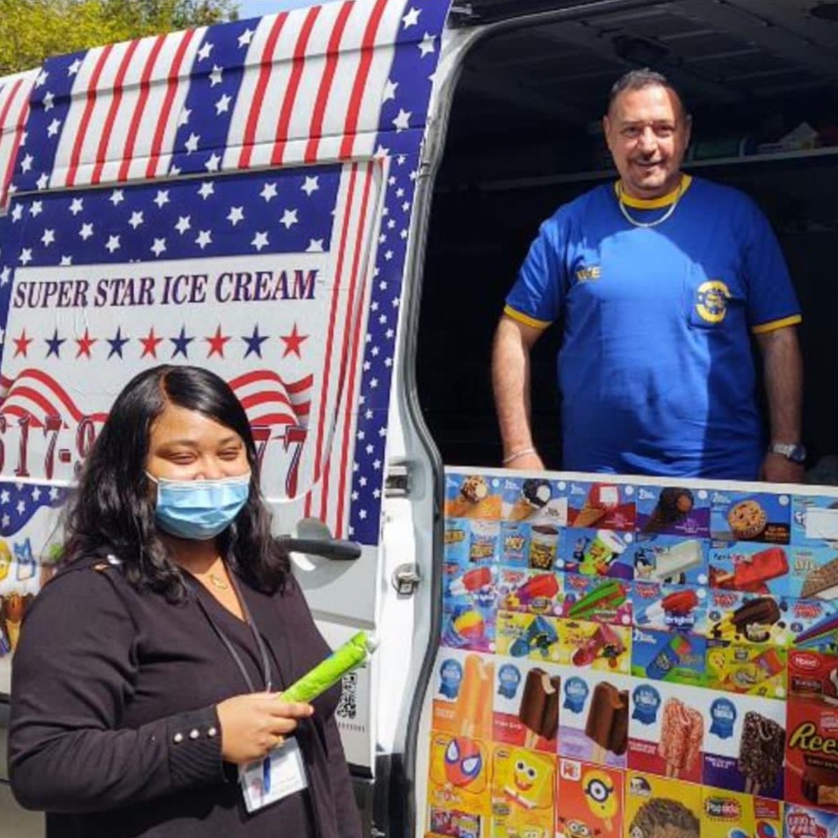 Custom-branded ice cream truck at a marketing event