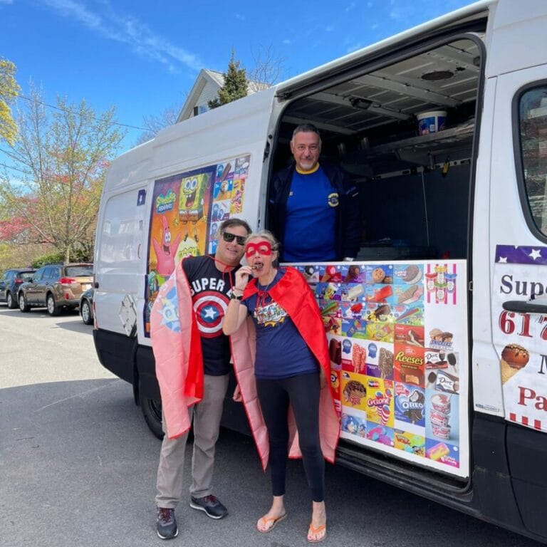 Custom-branded ice cream truck at a marketing event