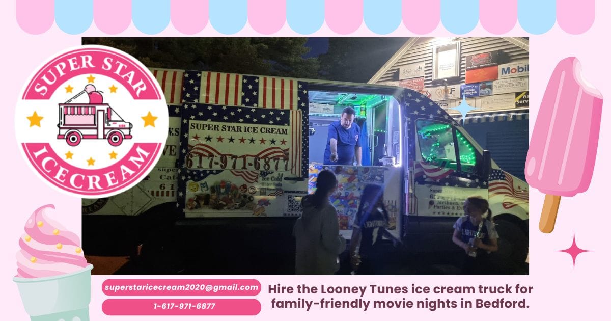 Looney Tunes ice cream truck hire for outdoor movies in Bedford