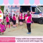 Ice cream truck at Chelmsford school event with happy kids and Blue Bunny ice cream treats