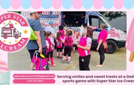 Super Star Ice Cream Truck at Dedham sporting event serving happy kids