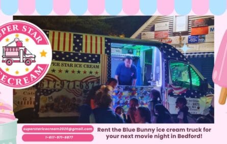 Blue Bunny ice cream truck rental in Bedford for movie night