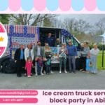Ice cream truck serving at a block party in Abington