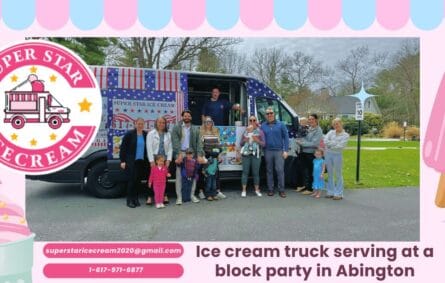 Ice cream truck serving at a block party in Abington