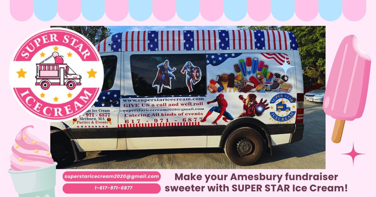 SUPER STAR ice cream truck serving treats at Amesbury fundraiser