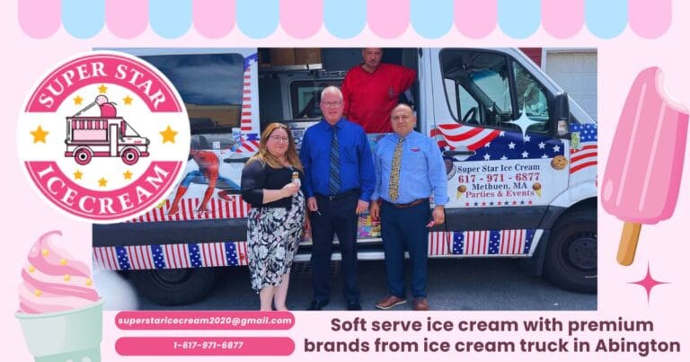 Corporate staff in Acton enjoying SUPER STAR Ice Cream Truck at work event for Ice Cream Truck Acton