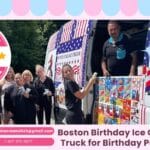 Boston birthday ice cream truck serving kids at a fun party in the park