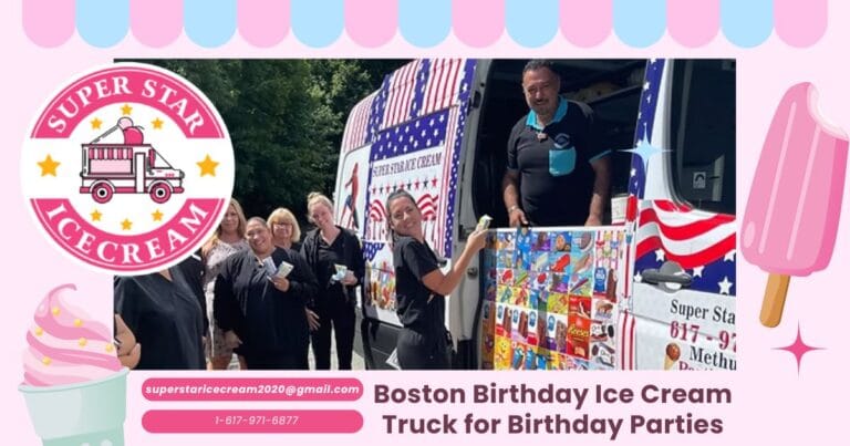 Boston birthday ice cream truck serving kids at a fun party in the park