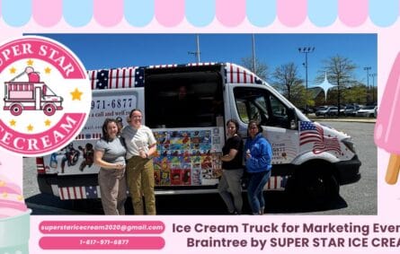 Branded ice cream truck engaging guests at Braintree marketing event