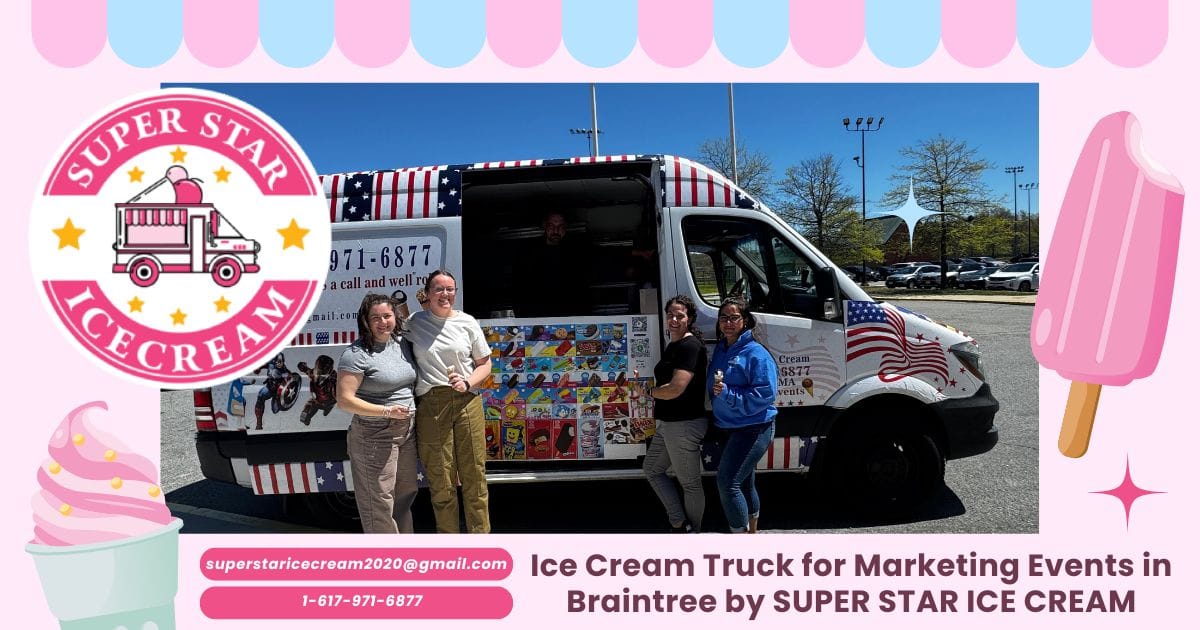 Branded ice cream truck engaging guests at Braintree marketing event