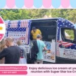 Ice cream truck serving families at a reunion in Brockton