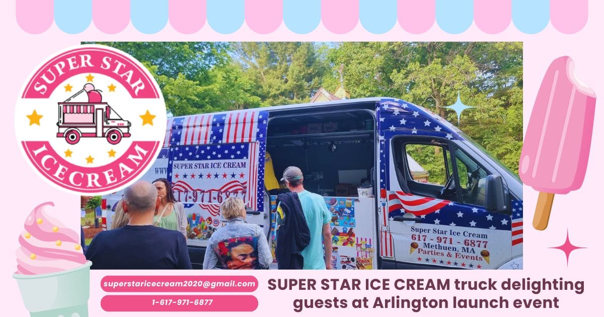 Launch party ice cream truck in Arlington serving Blue Bunny and Good Humor treats.
