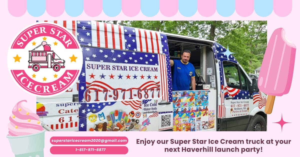 Super Star Ice Cream truck at Haverhill launch party event