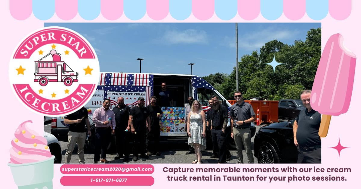 Ice cream truck for photo shoots in Taunton with happy family
