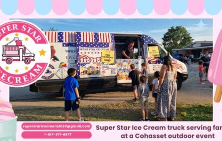 Super Star Ice Cream truck serving families at a Cohasset outdoor event and Ice Cream Truck Cohasset