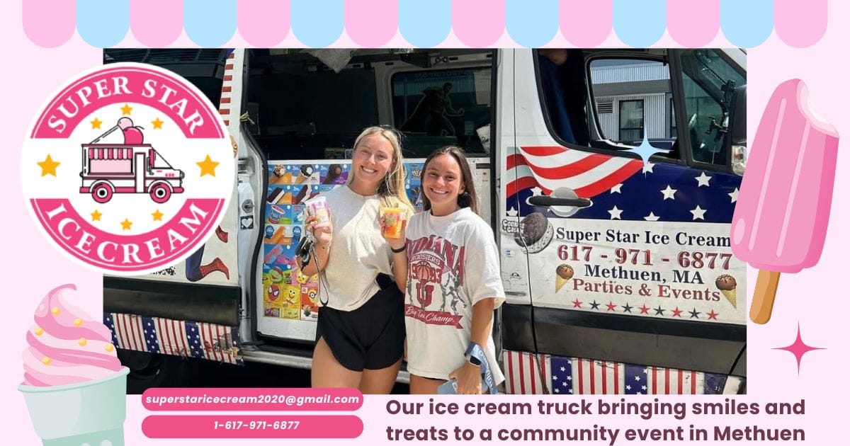 Ice cream truck rental in Methuen by SUPER STAR ICE CREAM at a local event