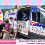 Ice cream truck at Revere school event serving kids
