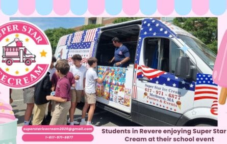 Ice cream truck at Revere school event serving kids