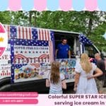 Colorful SUPER STAR ICE CREAM truck serving ice cream in Springfield
