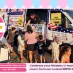 Weymouth reunion ice cream truck rental with happy family enjoying treats outdoors
