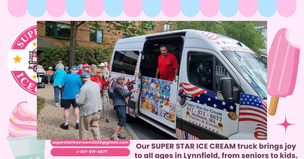 Lynnfield ice cream truck SUPER STAR ICE CREAM serving happy seniors and families and Ice Cream Truck Lynn and Ice Cream Truck Lynnfield