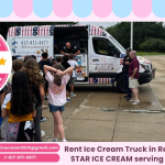 Ice cream truck from SUPER STAR ICE CREAM parked in Milford, MA, serving happy kids and Ice Cream Truck Milford