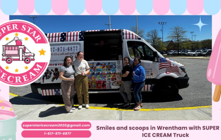 Ice cream truck in Wrentham by SUPER STAR ICE CREAM serving kids