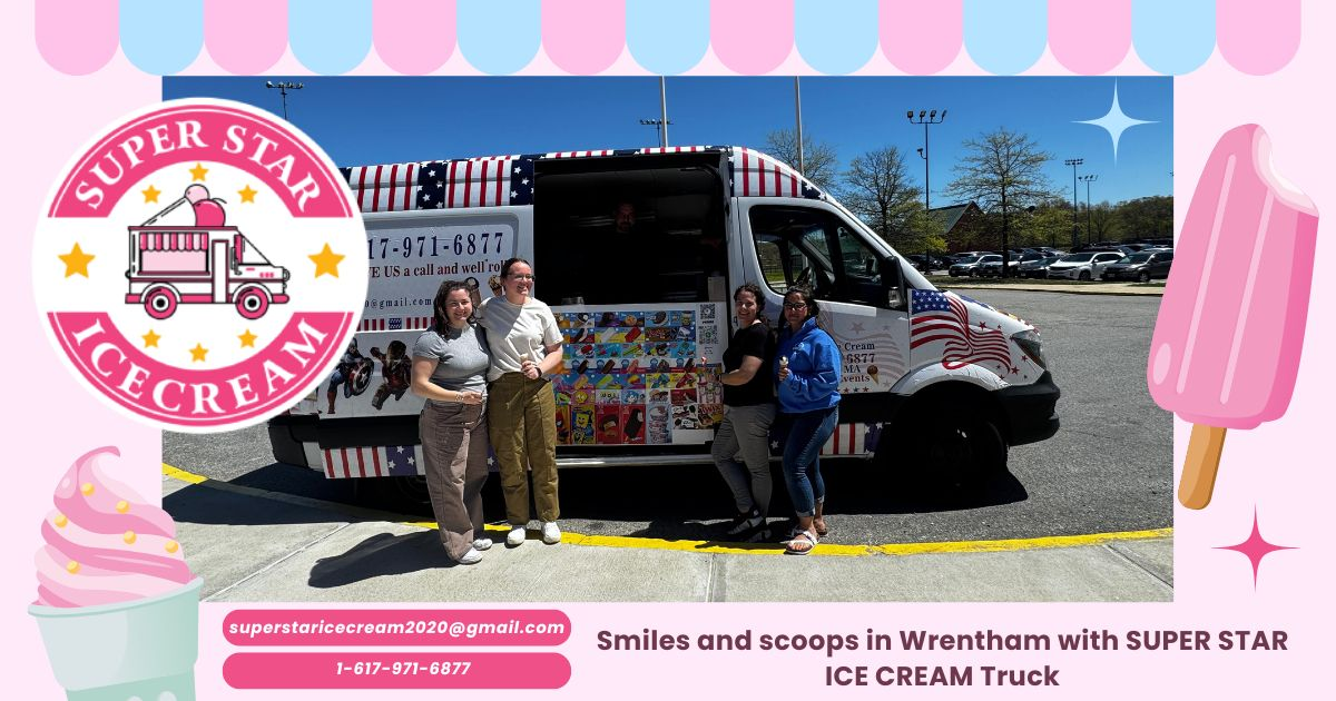 Ice cream truck in Wrentham by SUPER STAR ICE CREAM serving kids