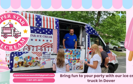 Ice cream truck serving happy kids in Dover MA and Ice Cream Truck Dover