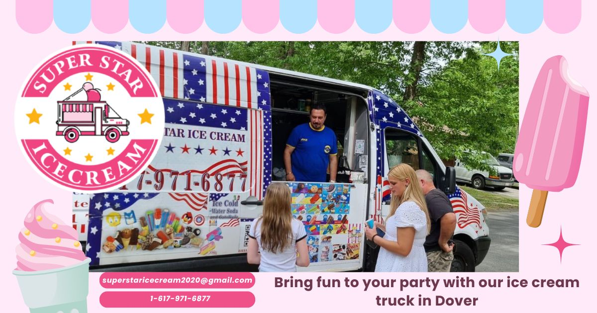 Ice cream truck serving happy kids in Dover MA and Ice Cream Truck Dover