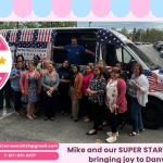 SUPER STAR ICE CREAM truck with Mike serving adults at Danvers event and Ice Cream Truck Danvers