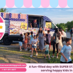 Colorful SUPER STAR Ice Cream Truck at a kids' party in Norton MA