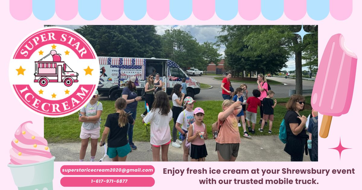 Ice cream truck rental in Shrewsbury Massachusetts by SUPER STAR ICE CREAM