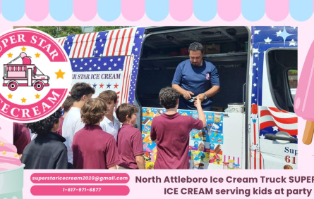 North Attleboro Ice Cream Truck SUPER STAR ICE CREAM serving kids at party