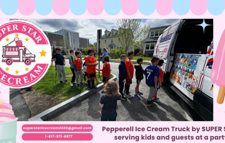 Pepperell Ice Cream Truck by SUPER STAR serving kids and guests at a party