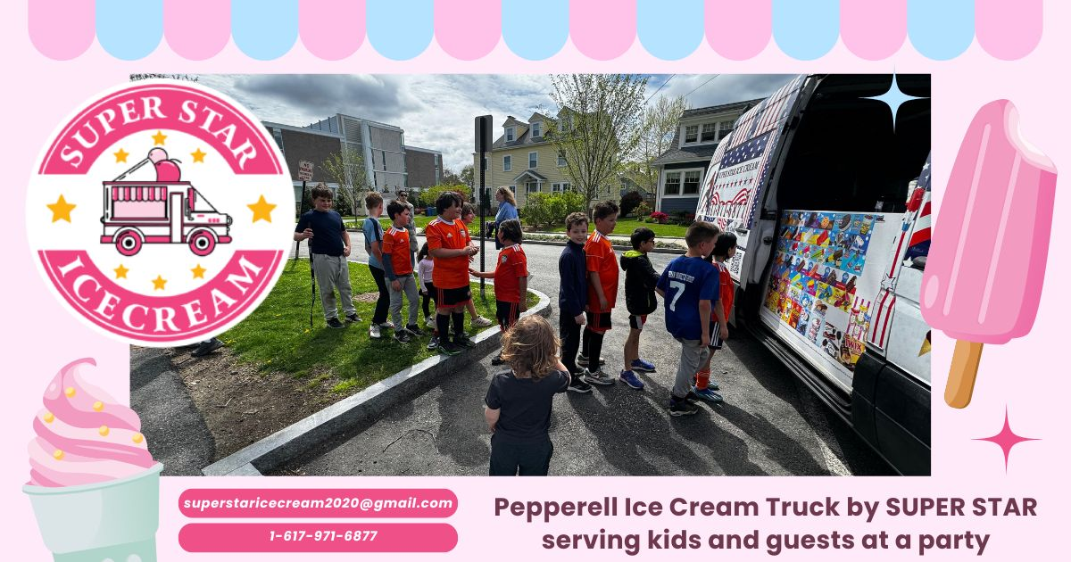Pepperell Ice Cream Truck by SUPER STAR serving kids and guests at a party